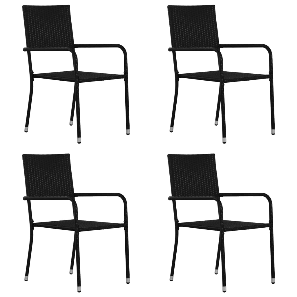 vidaXL 5 Piece Patio Dining Set Black