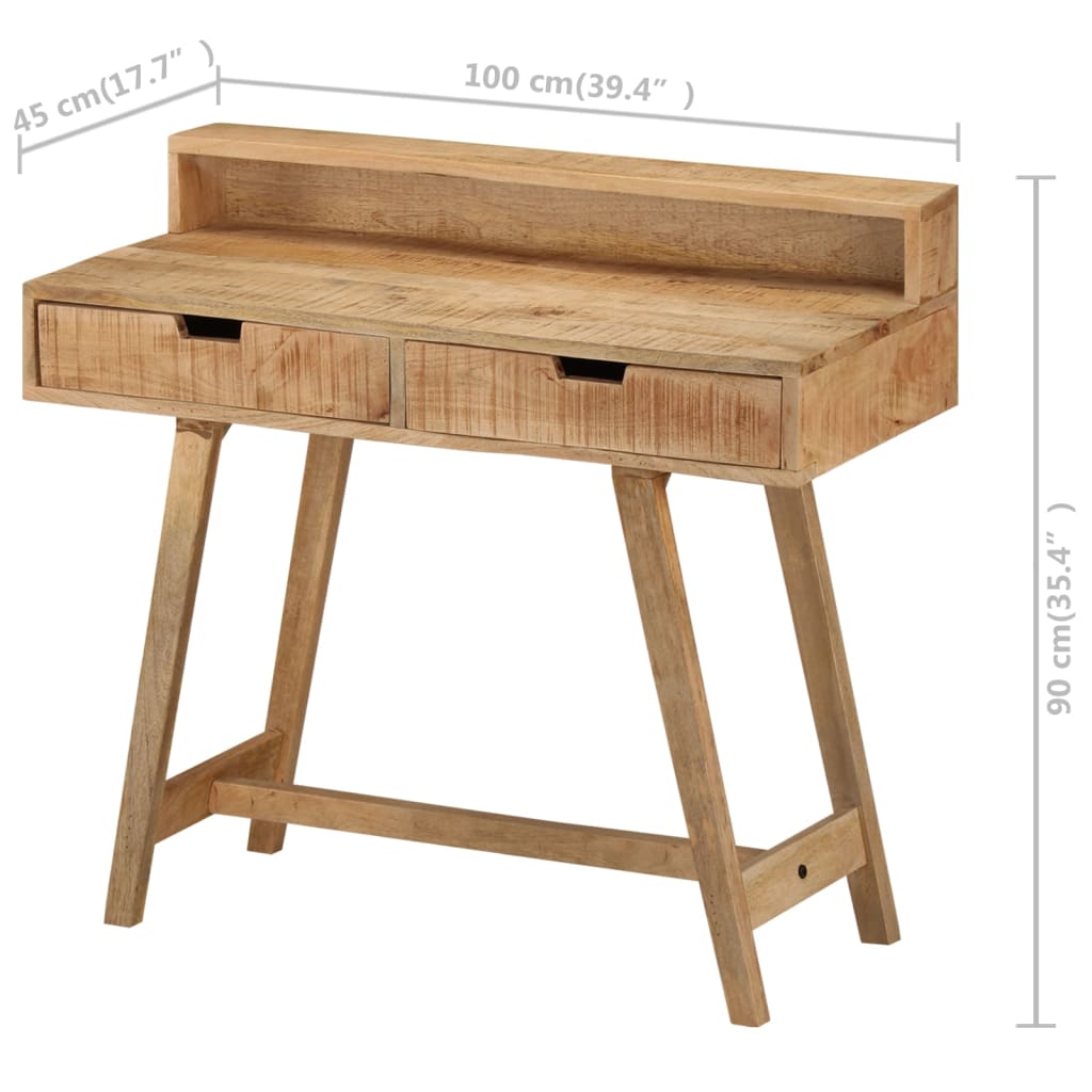 vidaXL Desk 39.4"x17.7"x35.4" Solid Rough Mango Wood