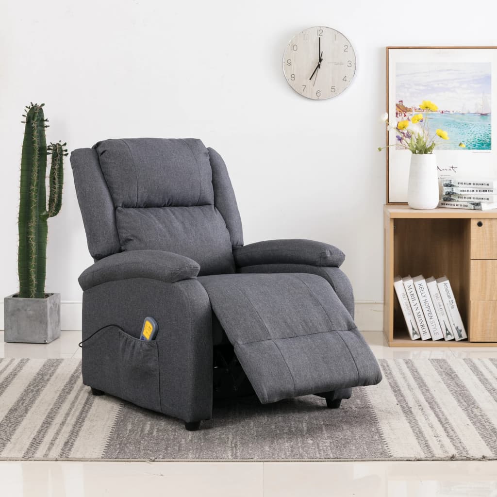 vidaXL Massage Chair Dark Gray Fabric