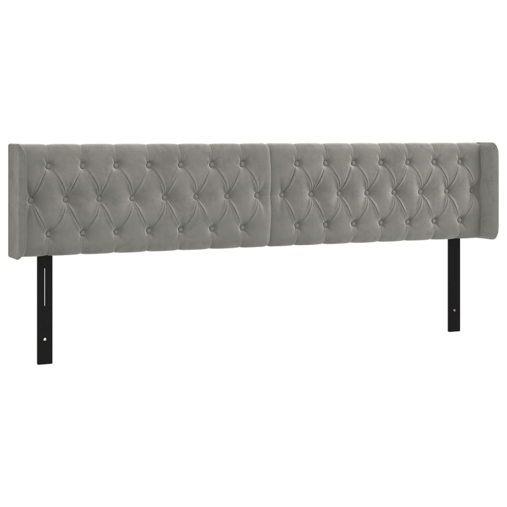 vidaXL LED Headboard Light Gray 72"x6.3"x30.7"/34.6" Velvet