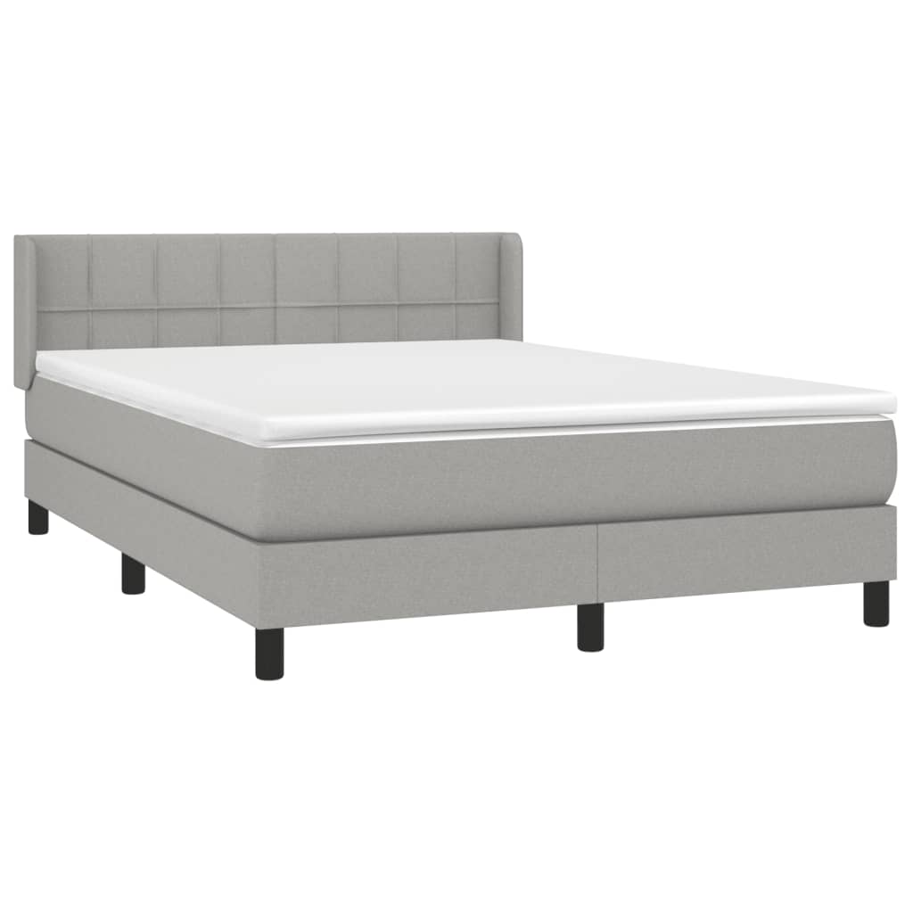 vidaXL Box Spring Bed with Mattress Light Gray Full Fabric