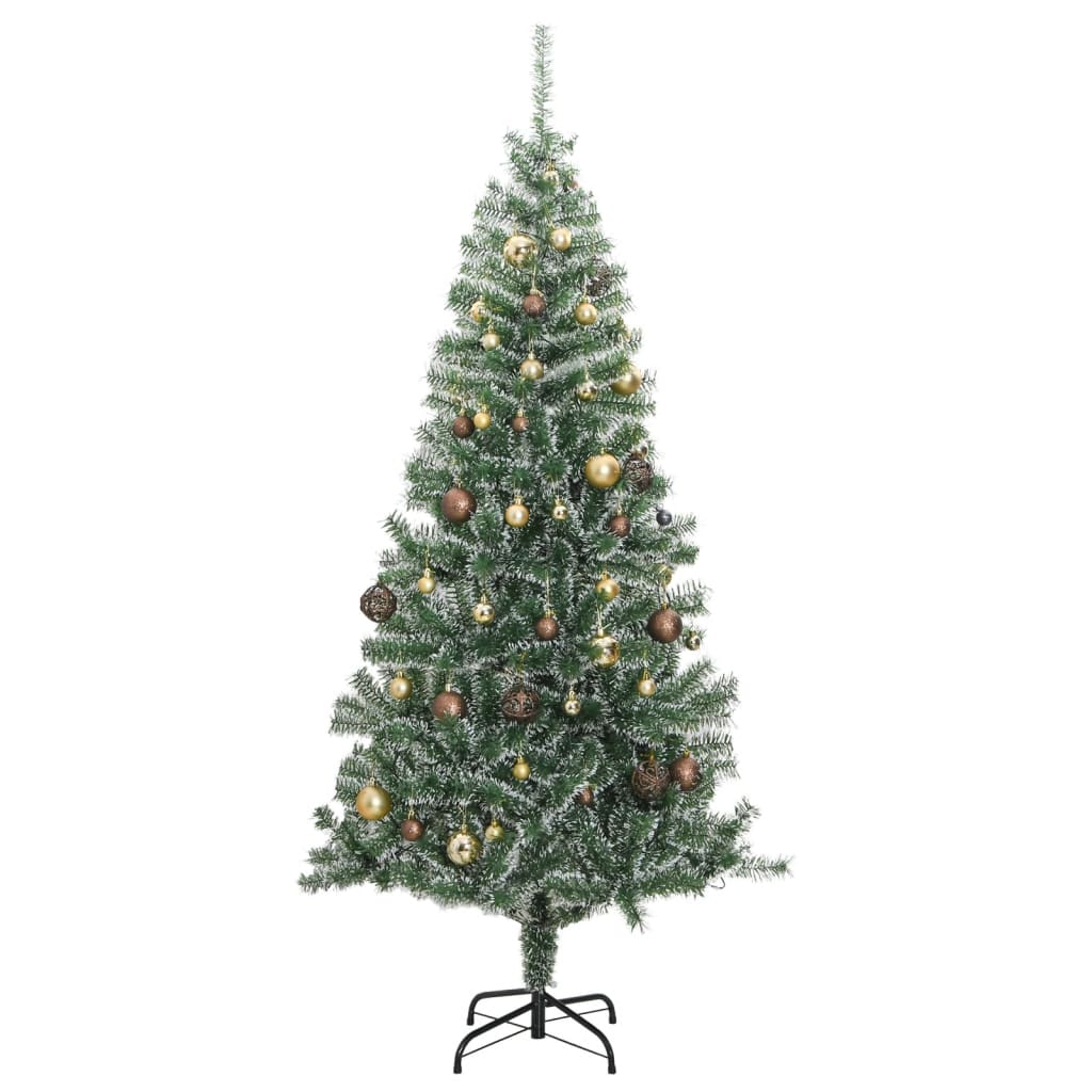 vidaXL Artificial Christmas Tree 300 LEDs&Ball Set&Flocked Snow 94.5"