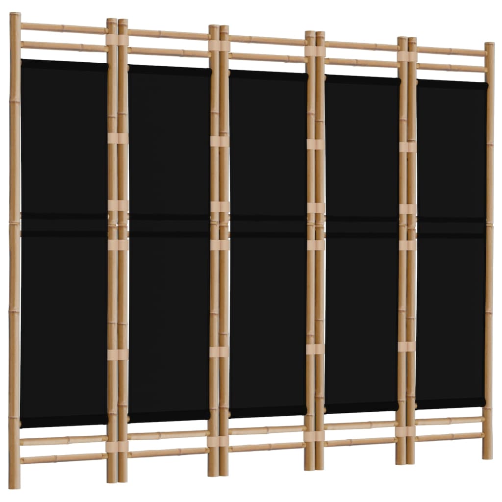 vidaXL Folding 5-Panel Room Divider 78.7" Bamboo and Canvas