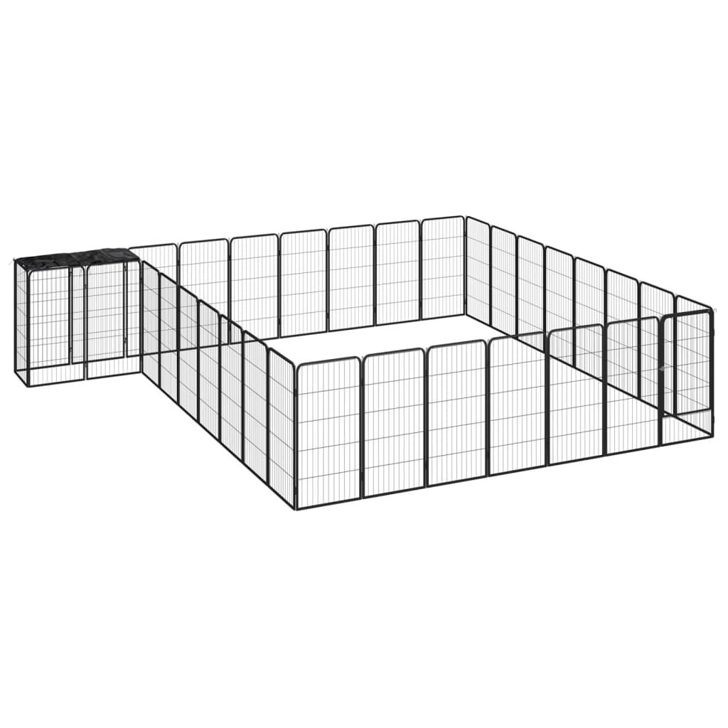 vidaXL 34-Panel Dog Playpen Black 19.7"x39.4" Powder-coated Steel