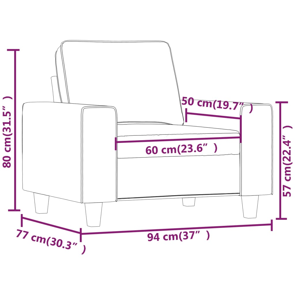 vidaXL Sofa Chair Dark Gray 23.6" Microfiber Fabric