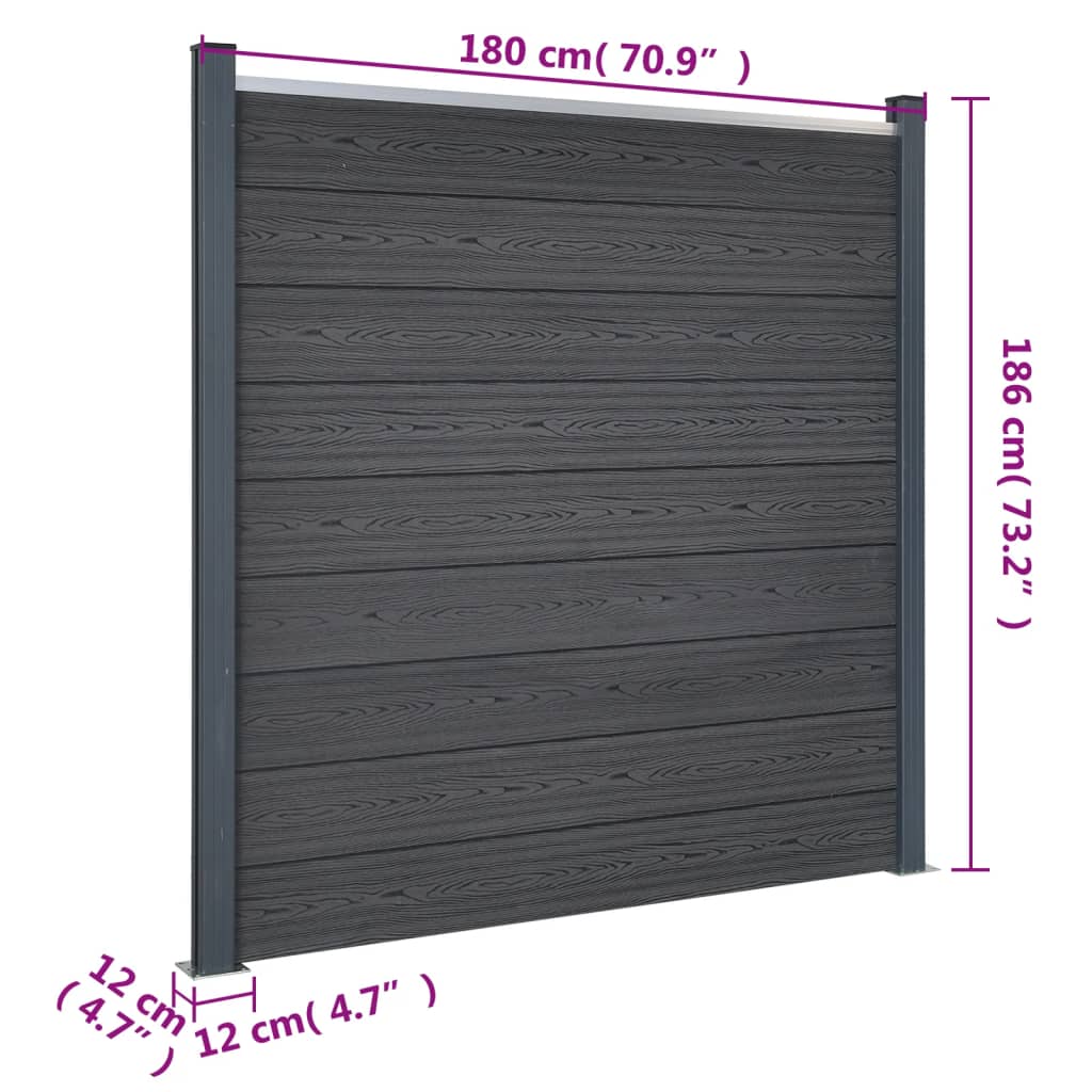 vidaXL Fence Panel Set Gray 343.3"x73.2" WPC