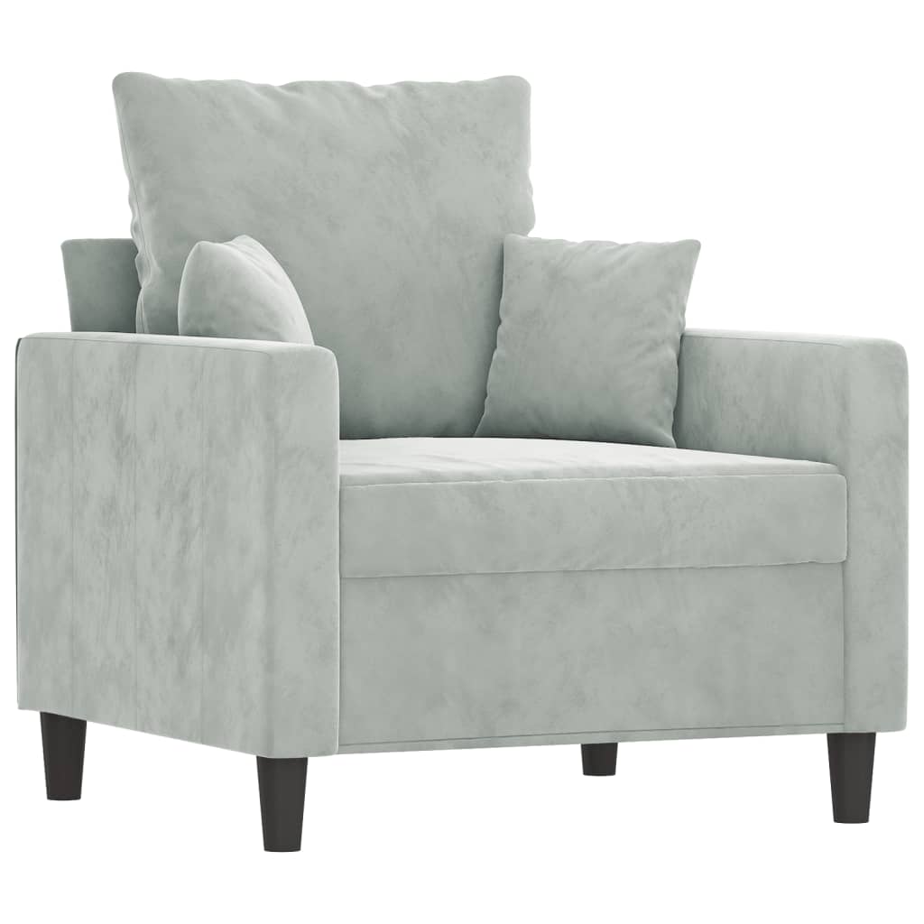 vidaXL 3 Piece Sofa Set with Cushions Light Gray Velvet