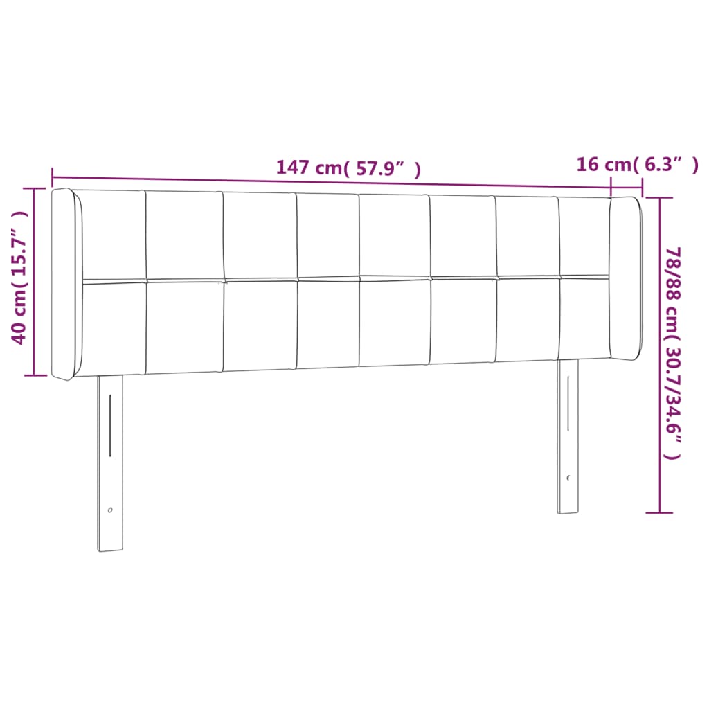 vidaXL LED Headboard Dark Gray 57.9"x6.3"x30.7"/34.6" Fabric