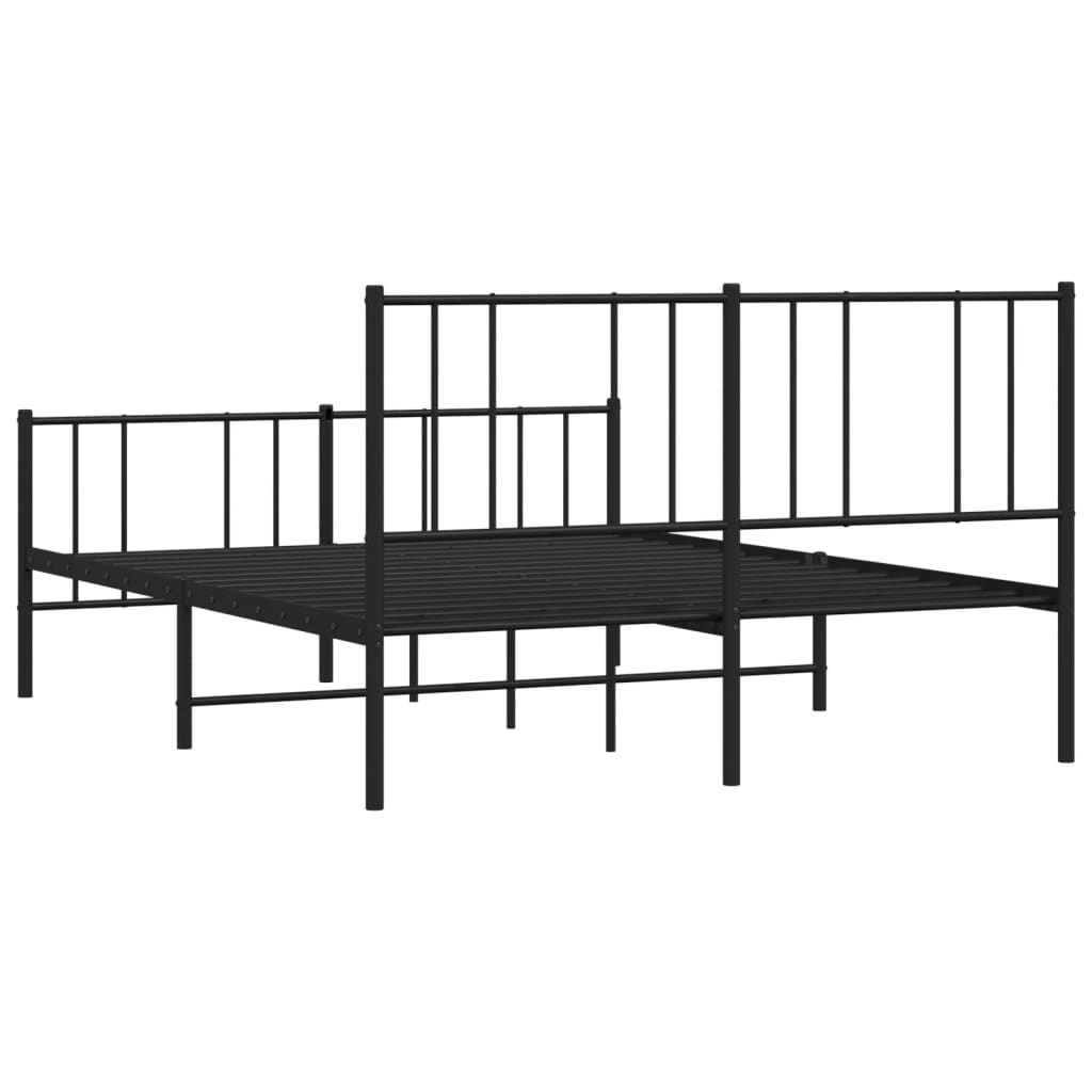 vidaXL Metal Bed Frame without Mattress with Footboard Black 59.1"x78.7"