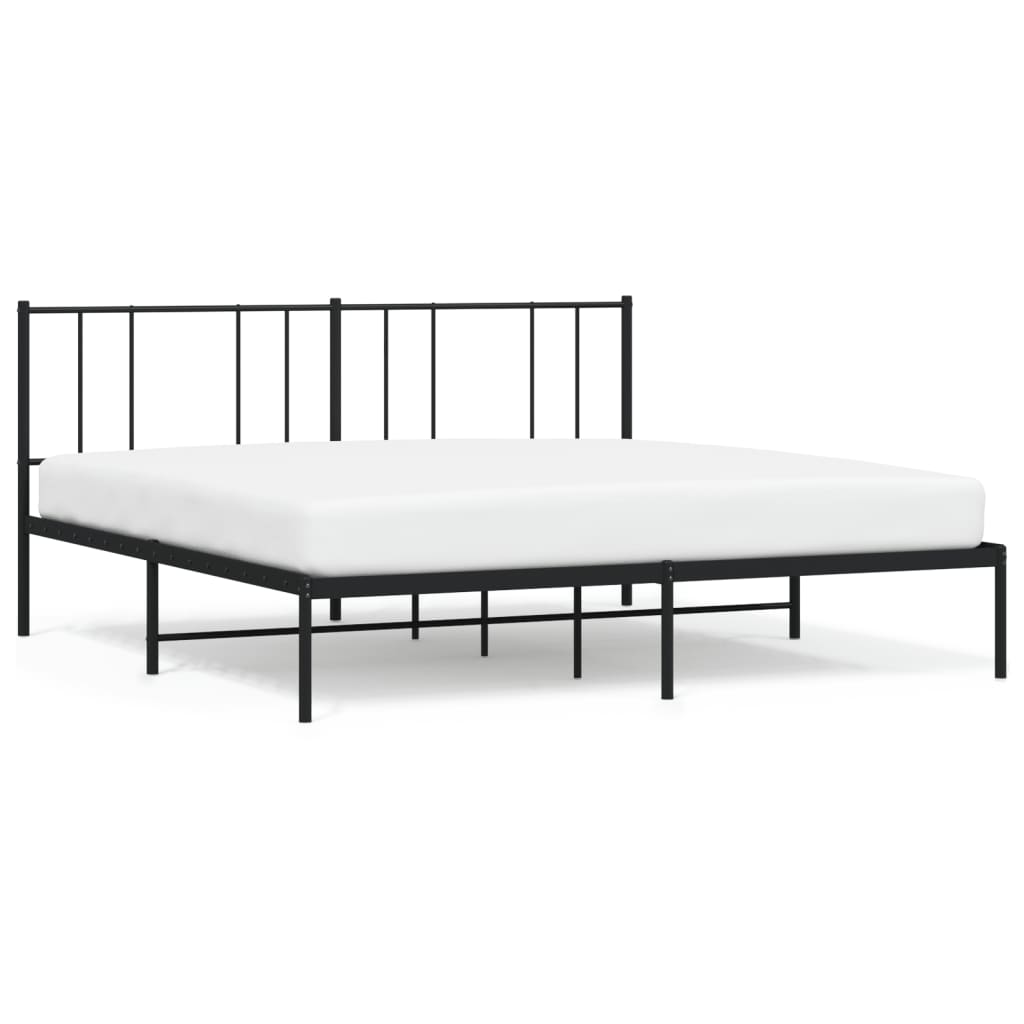 vidaXL Metal Bed Frame with Headboard Black 72"x83.9" California King