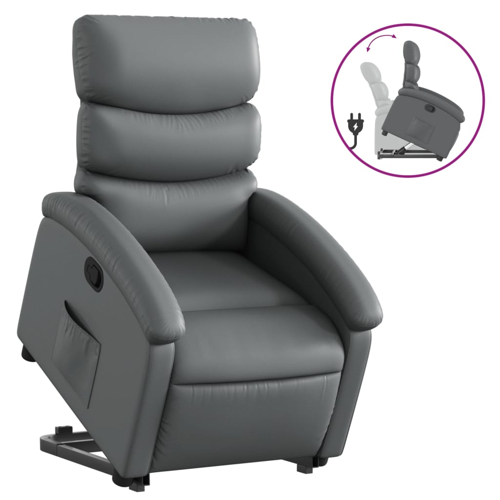 vidaXL Stand up Recliner Chair Gray Faux Leather