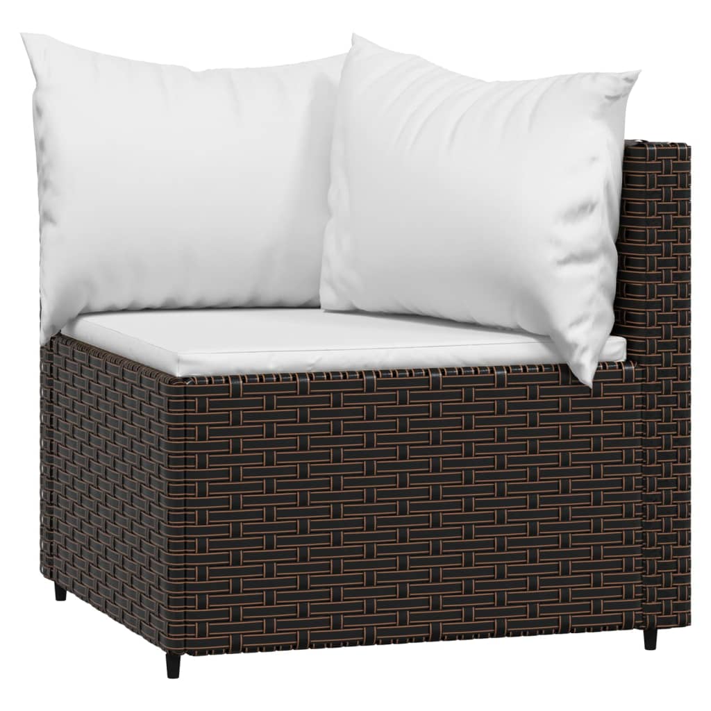 vidaXL Patio Corner Sofas with Cushions 2 pcs Brown Poly Rattan