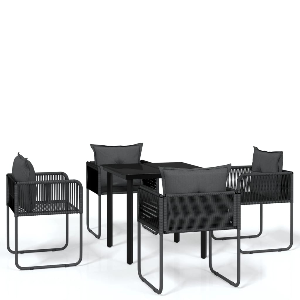 vidaXL 5 Piece Patio Dining Set Black