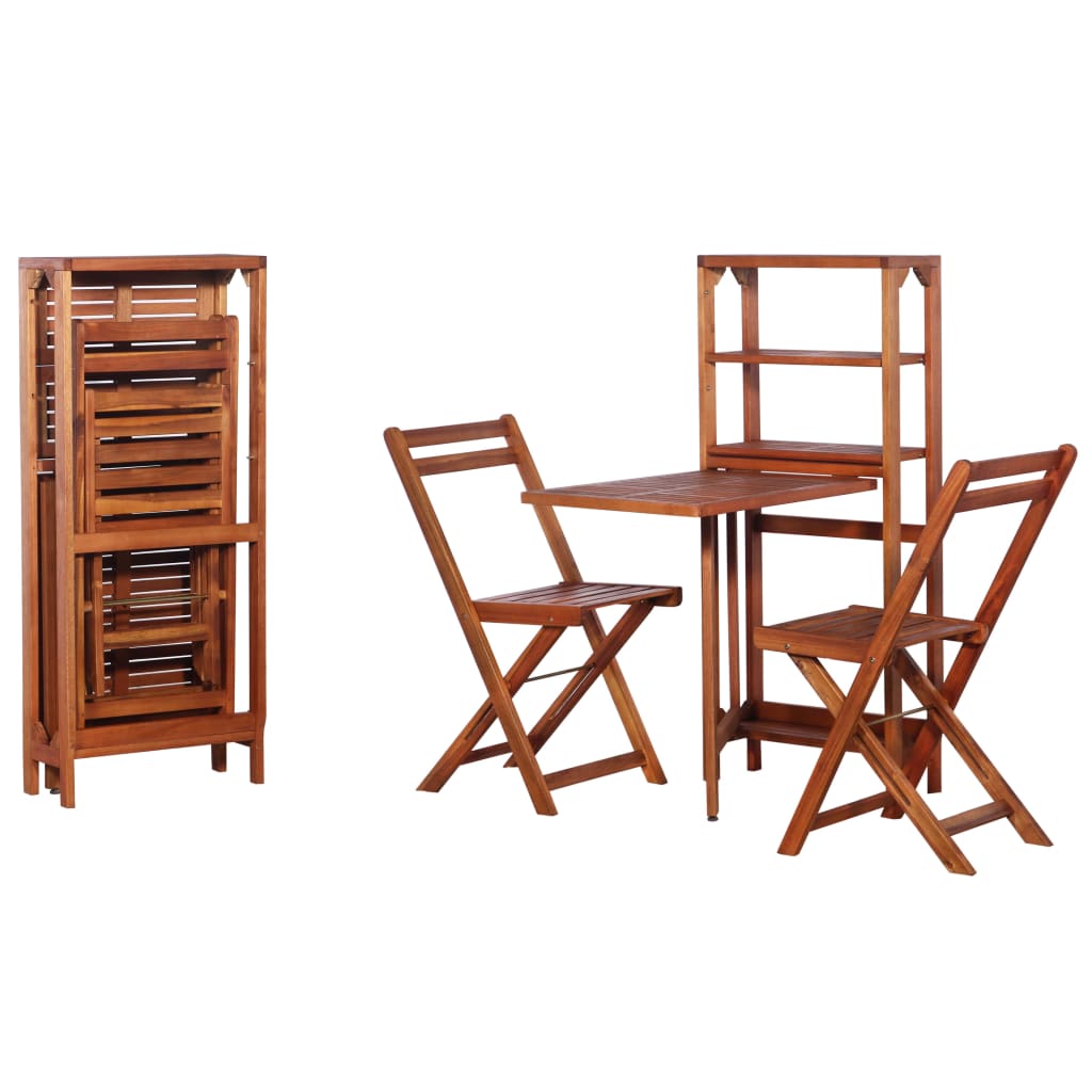 vidaXL 3 Piece Folding Bistro Set Solid Acacia Wood