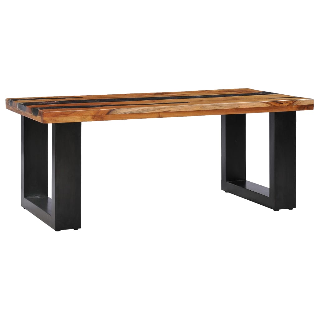 vidaXL Coffee Table 39.3"x19.6"x15.7" Solid Teak Wood and Polyresin