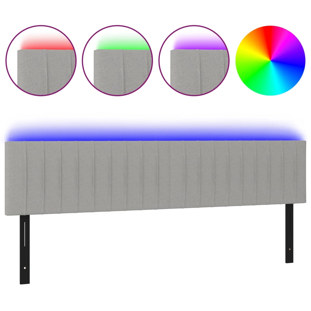 vidaXL LED Headboard Light Gray 70.9"x2"x30.7"/34.6" Fabric