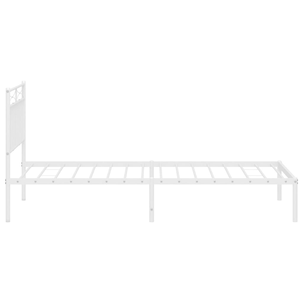 vidaXL Metal Bed Frame without Mattress with Headboard White 39.4"x74.8"