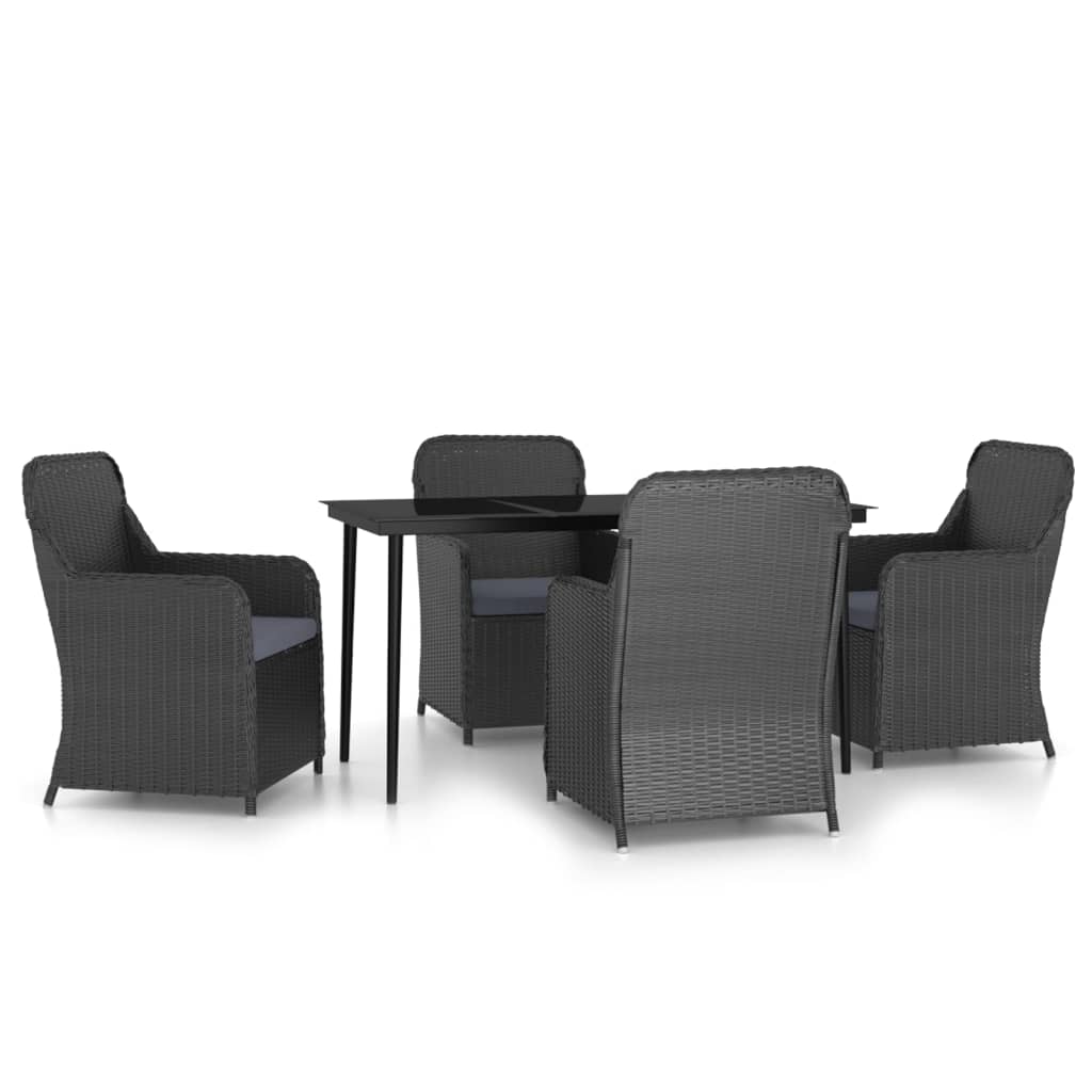 vidaXL 5 Piece Patio Dining Set with Cushions Black