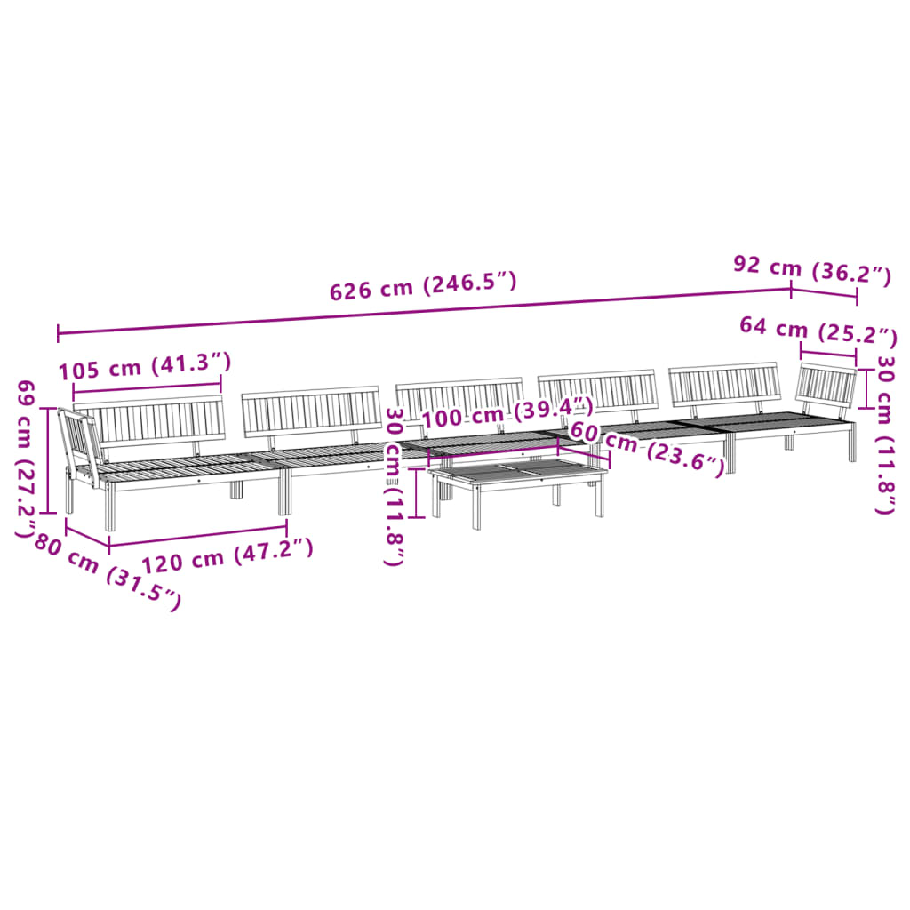 vidaXL 6 Piece Patio Pallet Sofa Set Solid Wood Acacia