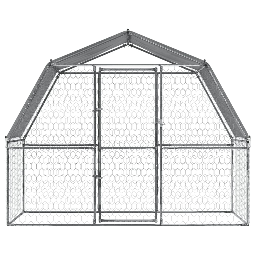 vidaXL Dog Cages with Roof and Door Silver Galvanized Steel