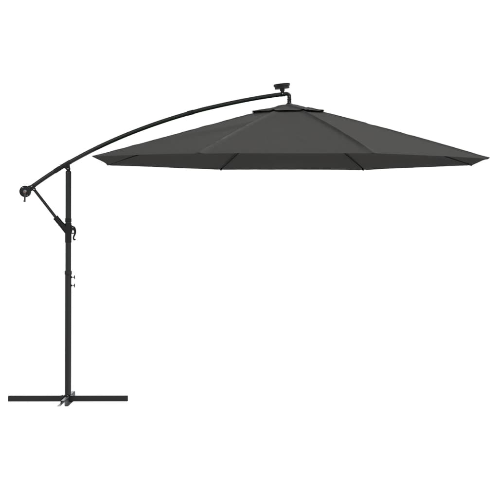 vidaXL Cantilever Garden Parasol with LED Lights and Metal Pole 137.8" Anthracite