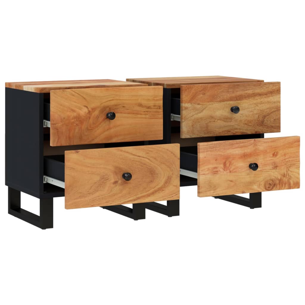 vidaXL Bedside Cabinets 2 pcs 15.7"x13"x18.1" Solid Wood Acacia