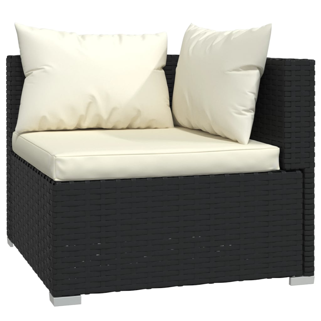 vidaXL 9 Piece Patio Lounge Set with Cushions Black Poly Rattan