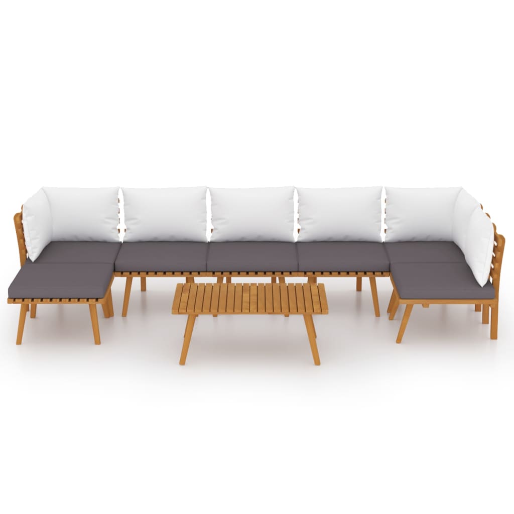 vidaXL 8 Piece Patio Lounge Set with Cushions Solid Acacia Wood