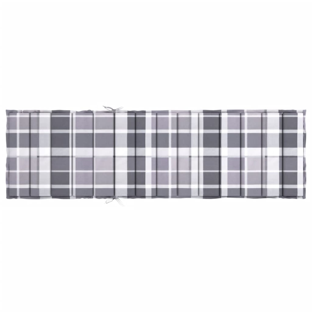 vidaXL Sun Lounger Cushion Gray Check Pattern 78.7"x23.6"x1.2" Oxford Fabric