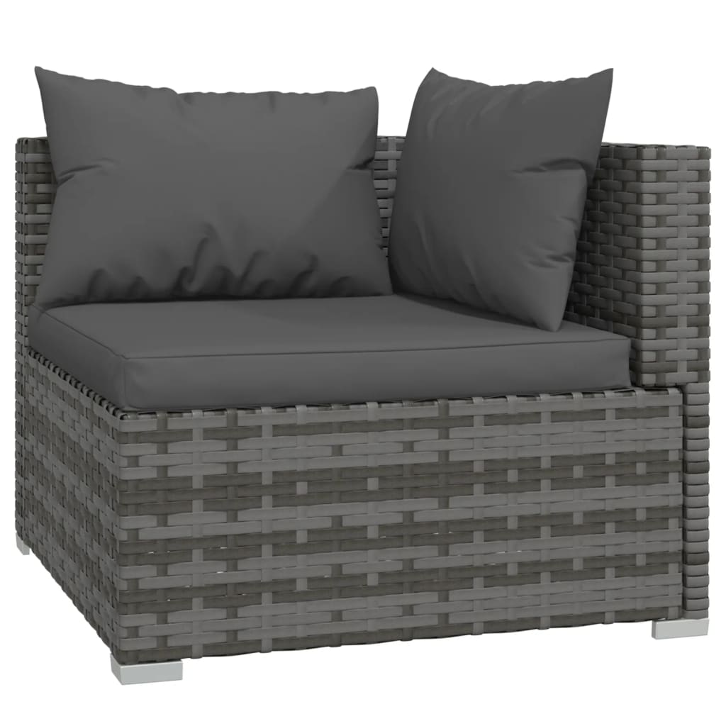 vidaXL 9 Piece Patio Lounge Set with Cushions Gray Poly Rattan