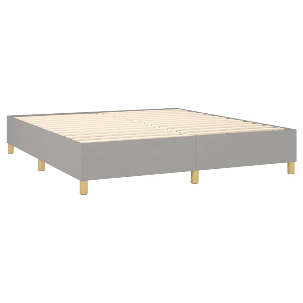 vidaXL Box Spring Bed with Mattress Light Gray King Fabric