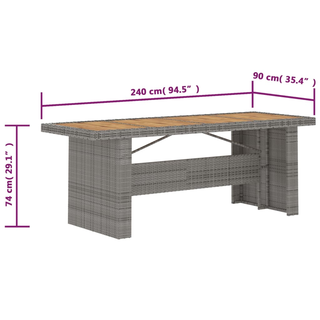 vidaXL 9 Piece Patio Dining Set with Cushions Poly Rattan Gray