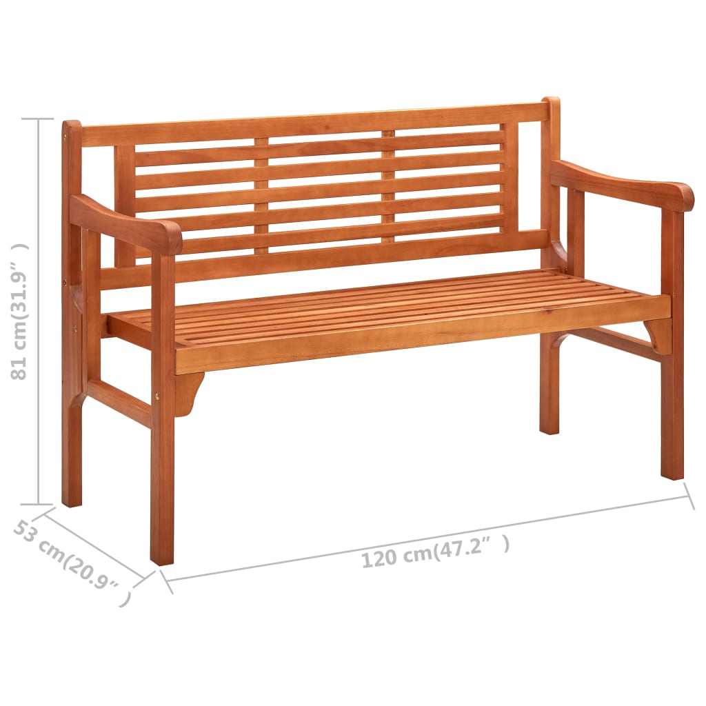 vidaXL Foldable Patio Bench 47.2" Solid Eucalyptus Wood