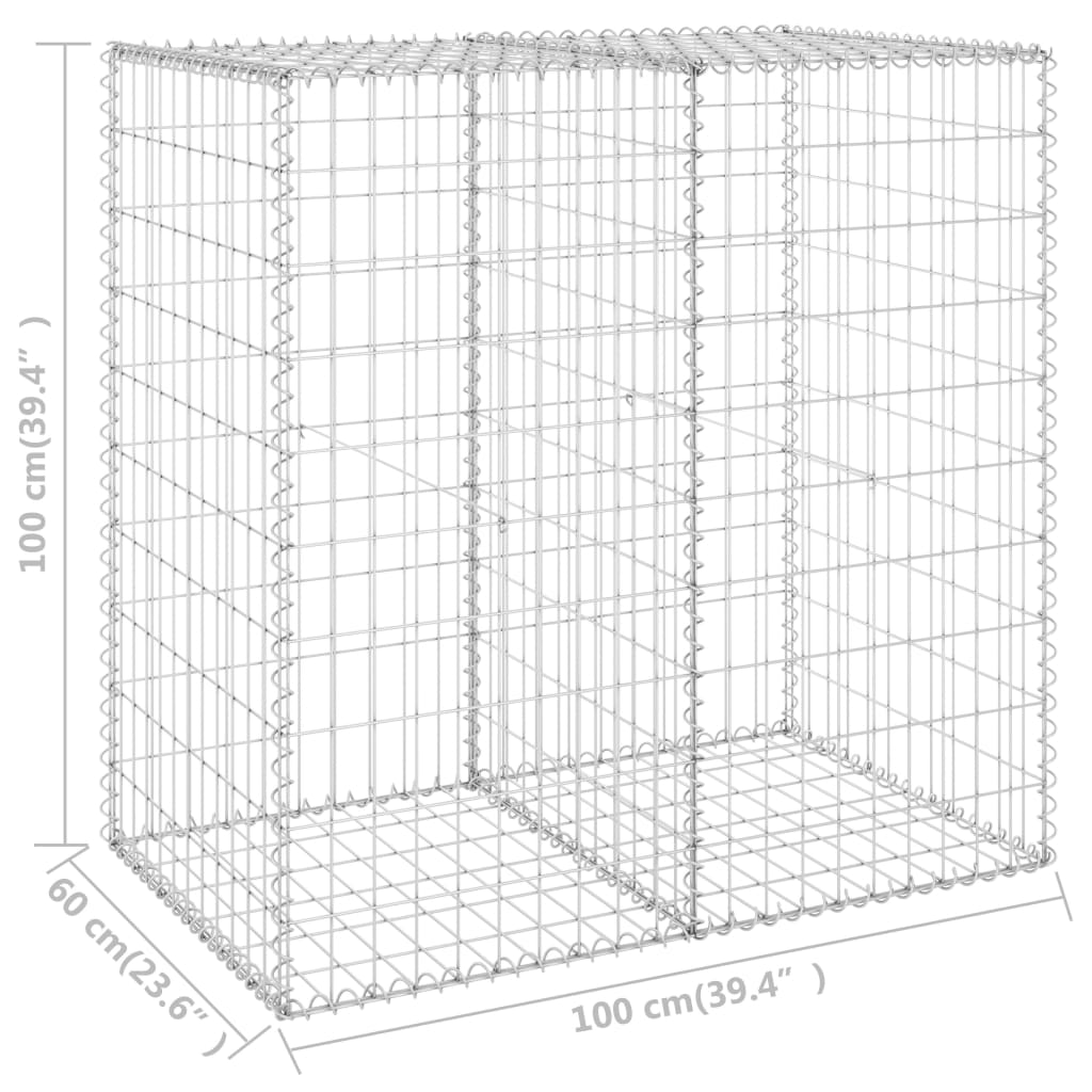 vidaXL Gabion Wall with Covers Galvanized Steel 39.4"x23.6"x39.4"