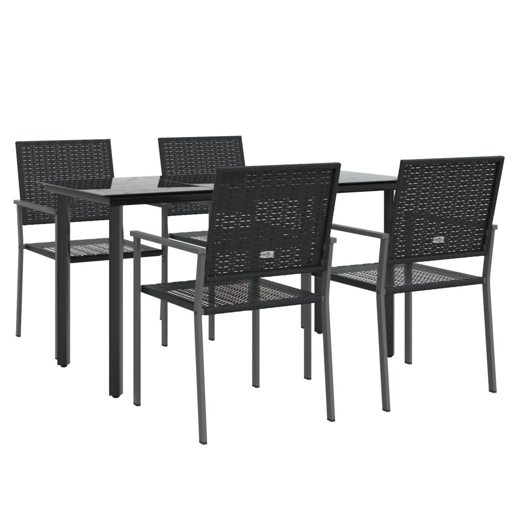 vidaXL 5 Piece Patio Dining Set Poly Rattan and Steel