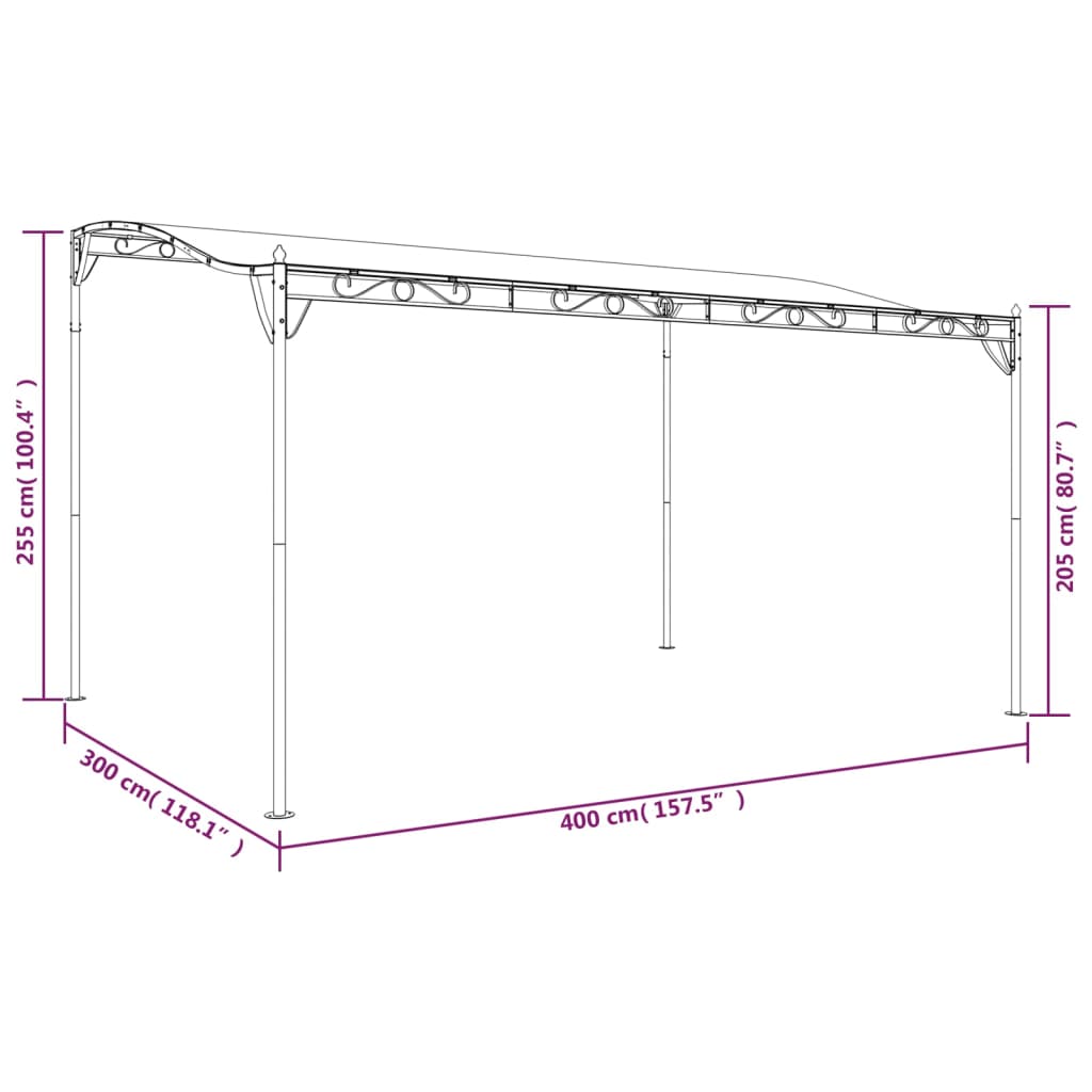 vidaXL Canopy Cream 13.1'x9.8' 0.6 oz/ft² Fabric and Steel