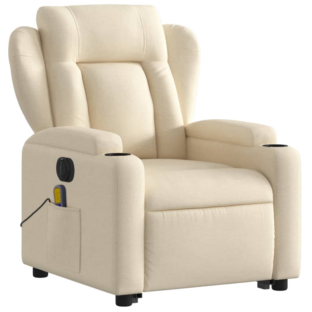 vidaXL Electric Stand up Massage Recliner Chair Cream Fabric