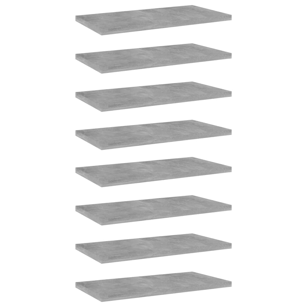 vidaXL Bookshelf Boards 8 pcs Concrete Gray 15.7"x7.9"x0.6" Engineered Wood