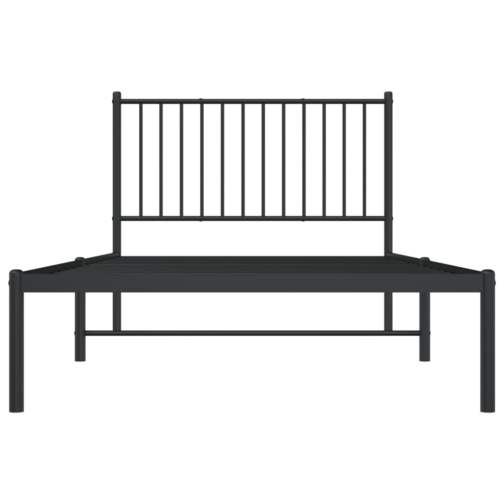 vidaXL Metal Bed Frame without Mattress with Headboard Black 39.4"x78.7"