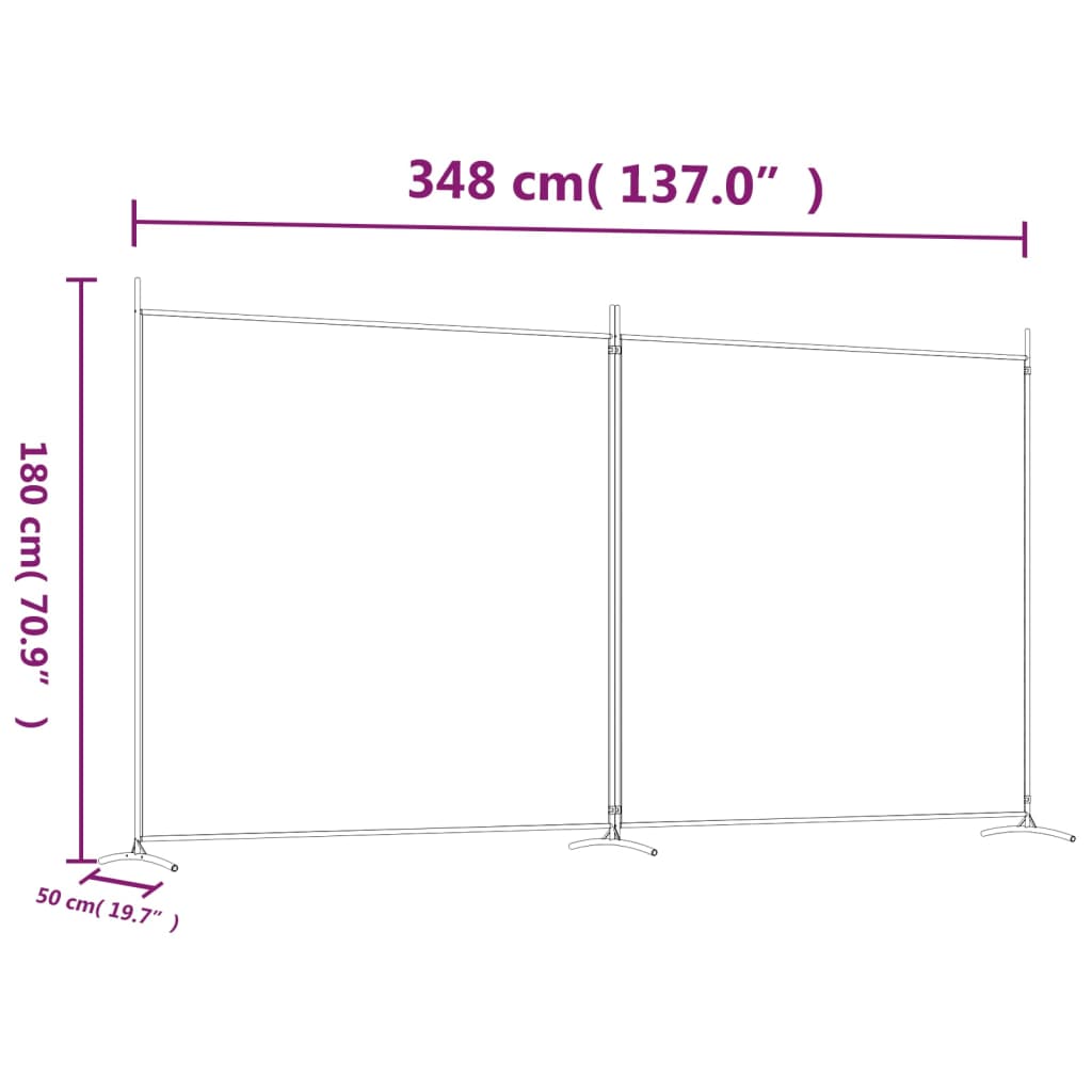 vidaXL 2-Panel Room Divider Brown 137"x70.9" Fabric