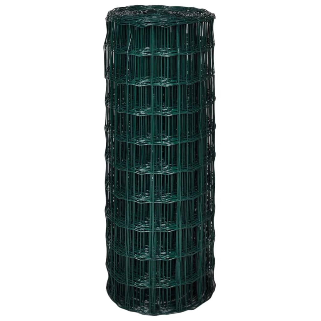 vidaXL Euro Fence Steel 82ftx3.3ft Green