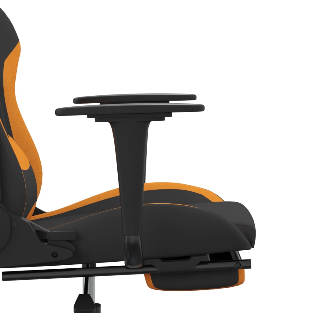 vidaXL Massage Gaming Chair with Footrest Black and Orange Fabric