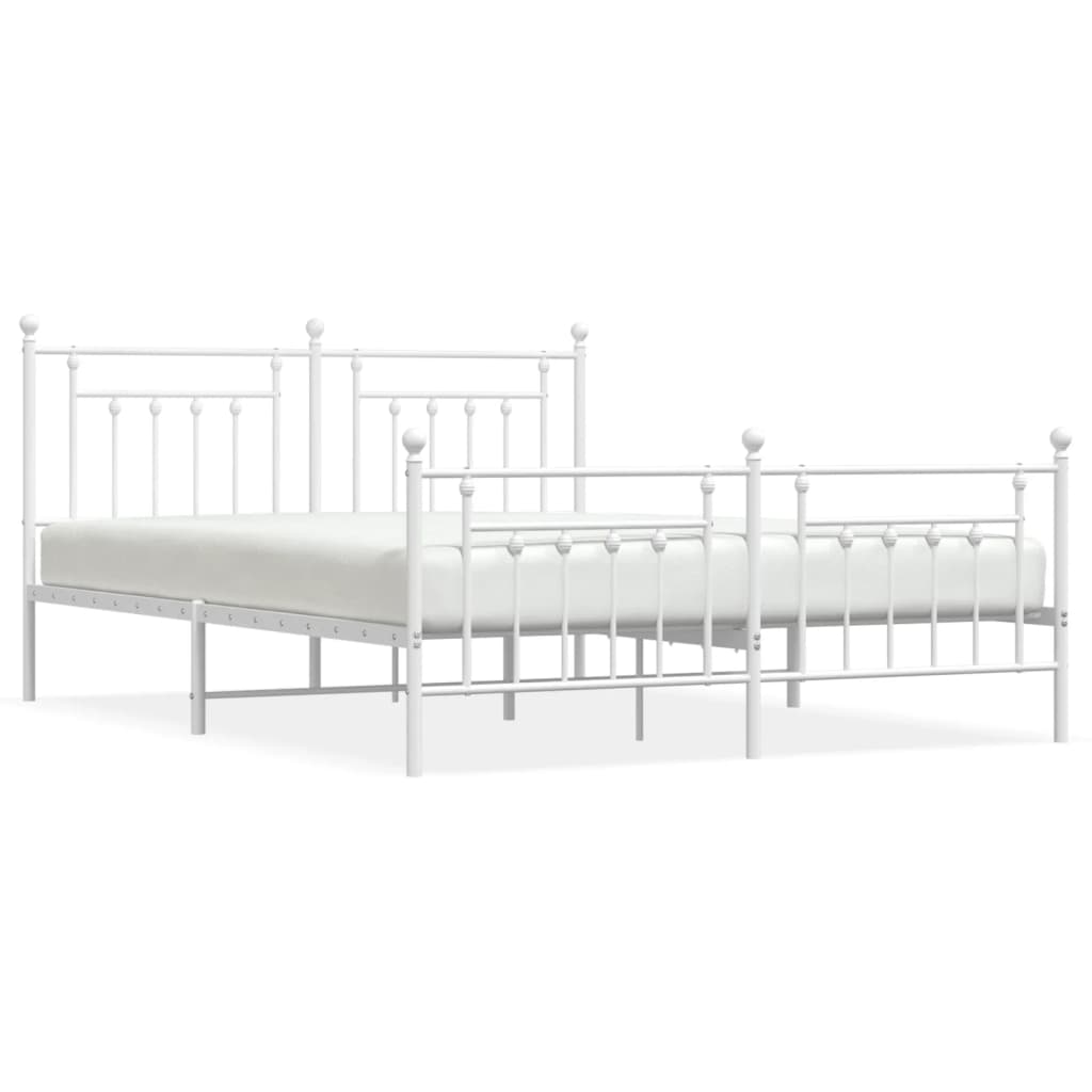 vidaXL Metal Bed Frame with Headboard&Footboard White 72"x83.9" California King