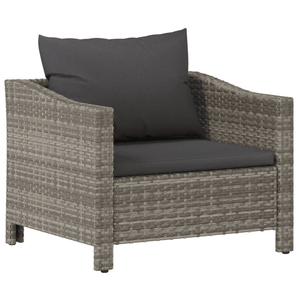 vidaXL 8 Piece Patio Lounge Set with Cushions Gray Poly Rattan