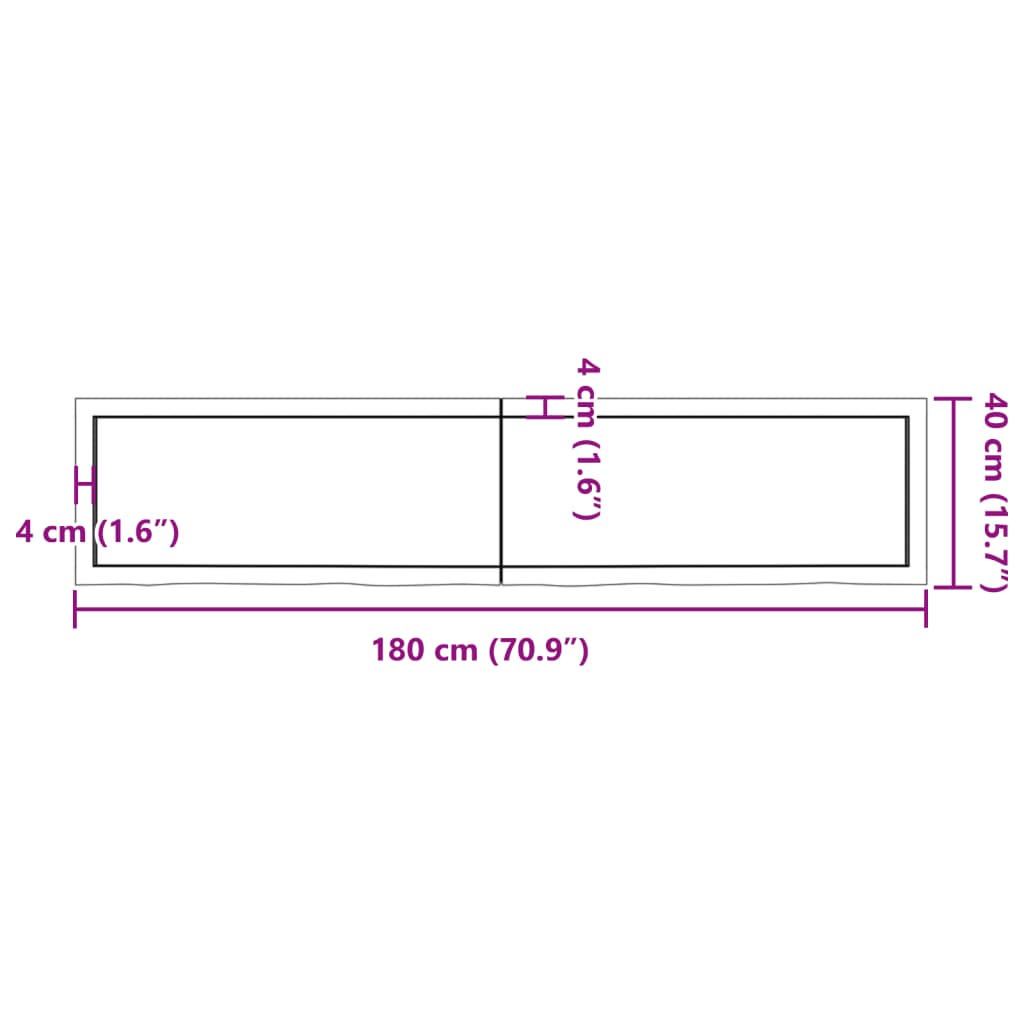 vidaXL Wall Shelf Light Brown 70.9"x15.7"x(0.8"-1.6") Treated Solid Wood Oak