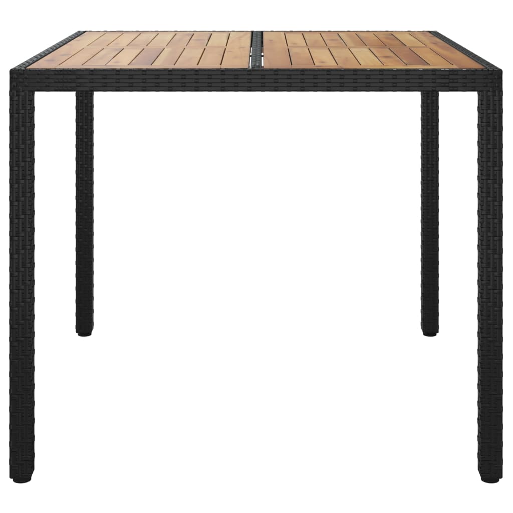 vidaXL Patio Table 35.4"x35.4"x29.5" Poly Rattan and Acacia Wood Black