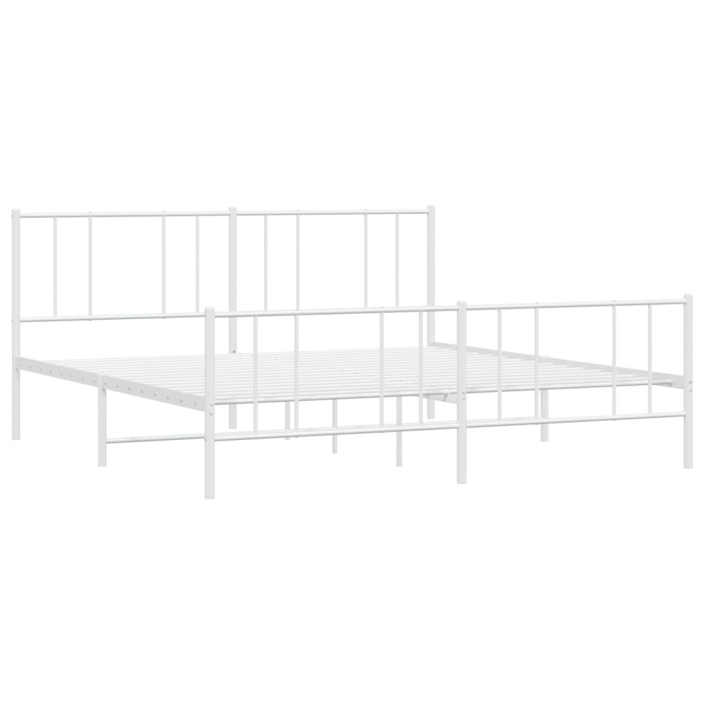 vidaXL Metal Bed Frame without Mattress with Footboard White 72"x83.9"