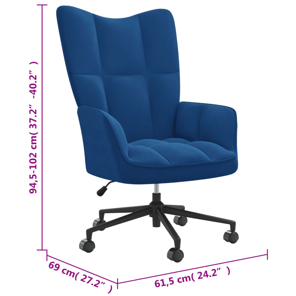 vidaXL Relaxing Chair Blue Velvet