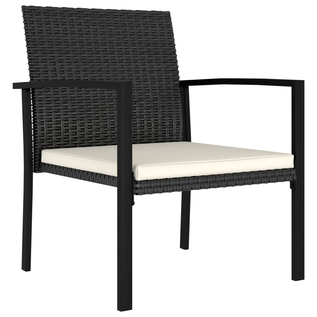 vidaXL 3 Piece Patio Dining Set Poly Rattan Black