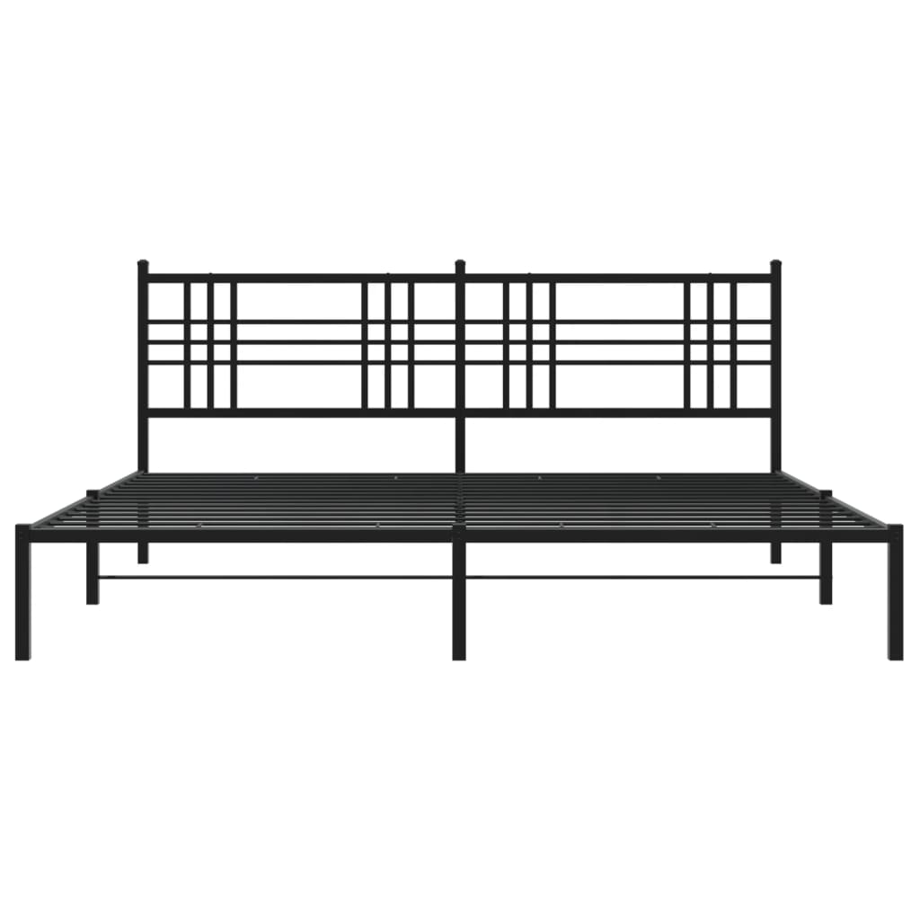 vidaXL Metal Bed Frame without Mattress with Headboard Black 76"x79.9"